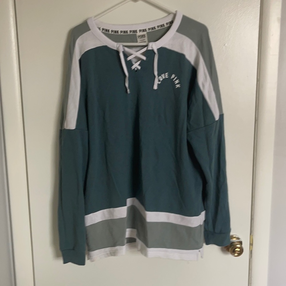 Pink green sweater